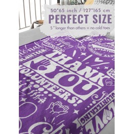 Volunteer Appreciation Gifts, Thank You Gifts for Volunteers, Flannel Blanket 50" x 65", Purple
