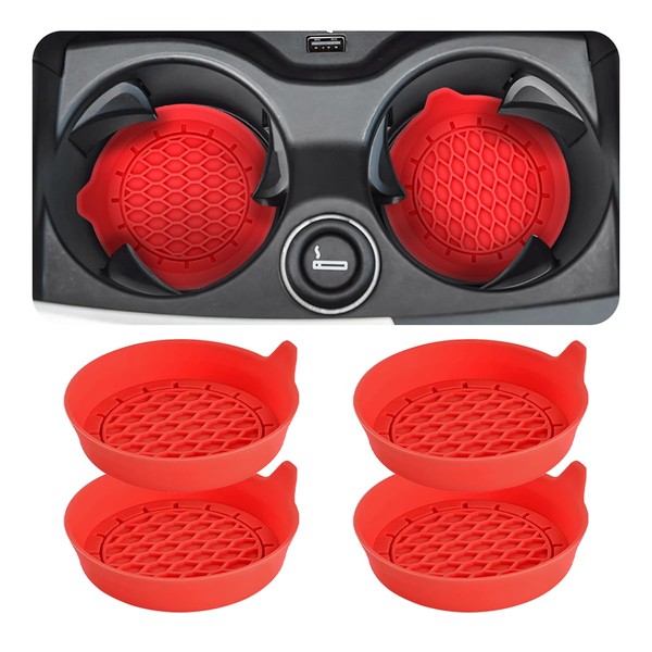 Zpana 4PCS Car Cup Holder Coasters, Silicone Non-Slip Vehicle Cup