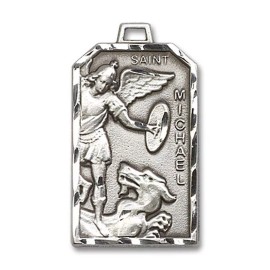 bliss Sterling Silver St Saint Michael The Archangel Medal Pendant Necklace W/ Chain - 27 in