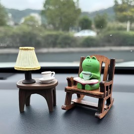 IUIU Miniature Frog Figurines Statue, Adorable Frogs Trinkets Collectibles, Desk Accessories Decorations for Room, Office, Bookshelf and Dashbord