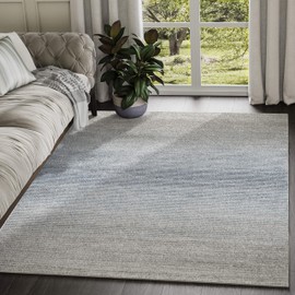 Abani Grey & Blue Minimalist Striped 6' x 9' Area Rug - Rustic Rugged Contemporary Modern Style Accent Rug, Vista Collection Rugs