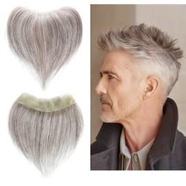 Meiverah Frontal Hairpiece for Men Hair Extension Hairline Loss Straight Tape in Human Hair Toppers Replacement Toupee (Cinnamon Sugar 70% S, 1.57"x7", 6")