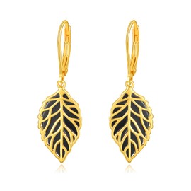 TANGPOET Onyx Earrings 925 Sterling Silver Filigree Boho Earrings Gold Pendant Onyx Jewellery Women's Drop Earrings Gifts for Women, Silver, Onyx
