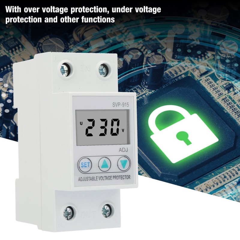 LCD Display Single Phase Adjustable Over Voltage Under Voltage Protector