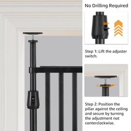 unipaws 75" High Extra Tall Cat Gate, Upgrade 3 Support Pillars-Stable Increase, Auto Closing and No Drilling Cat Dog Proof Safety Gate for Doorway, Stairs, Fit for 35"-38" Wide Opening, Black