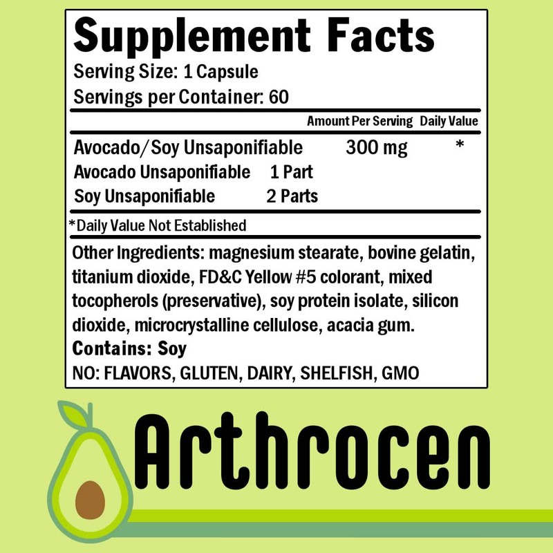 ASU Joint Support Supplement, 300mg Avocado Soy Unsaponifiables, Once Daily