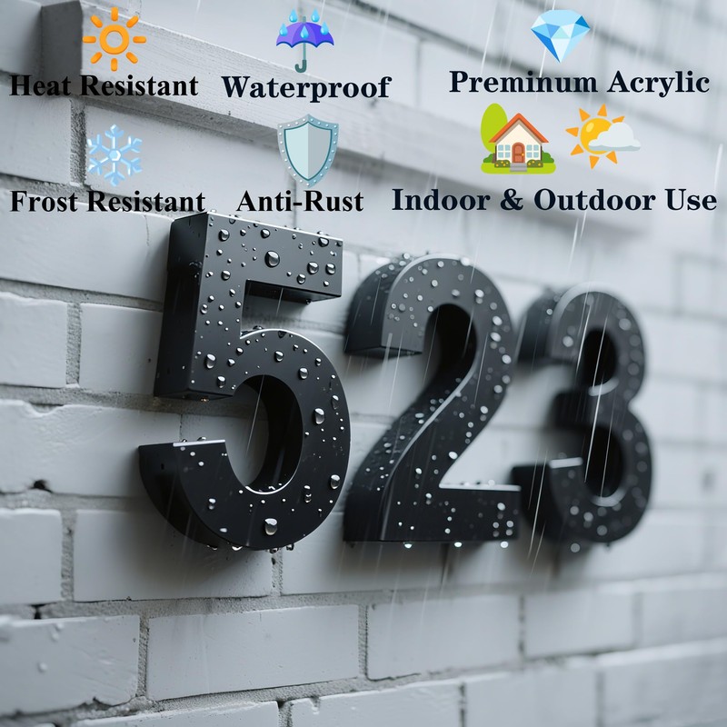 6 Inch Floating House Numbers – Acrylic Address Plaques with