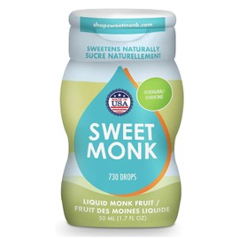 SweetMonk - 100% Pure Original Monk Fruit Sweetener Liquid Sugar Substitute - 1.7oz | No Water Added MonkFruit Extract | Zero Calorie Keto Friendly MonkFruit Drops | Vegan, Gluten Free and Kosher | No Stevia