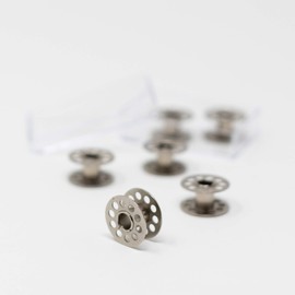 Korbond 190010 6 Piece Metal Bobbin/Spool Set – 20.6mm x 11.7mm – Class 15 (A Style) Ideal for Domestic Sewing Machines and Use with All Thread Types – Flat Sided, Silver