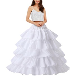XinChangShangMao Petticoats for Women 4 Hoop Skirt 5 Layers Ball Gown Half Slips Crinoline Underskirt for Wedding Party Prom