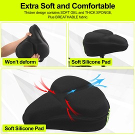 Bicycle Seat Cushion with Waterproof Cover, Ultra Soft Gel Bike Seat Cover, Spinning Comfortable Bike Saddle for Mountain, Road Exercise and Cruiser Bikes, Men & Women Cycling(29CM x 27CM x 4.5CM)