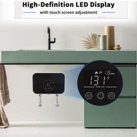 Electric Tankless Water Heater, 120V 5500W Under Sink Instant Small Hot Water Heater with Digital Touchscreen Display for Point of Use, RV, Kitchen, Bathroom Sink