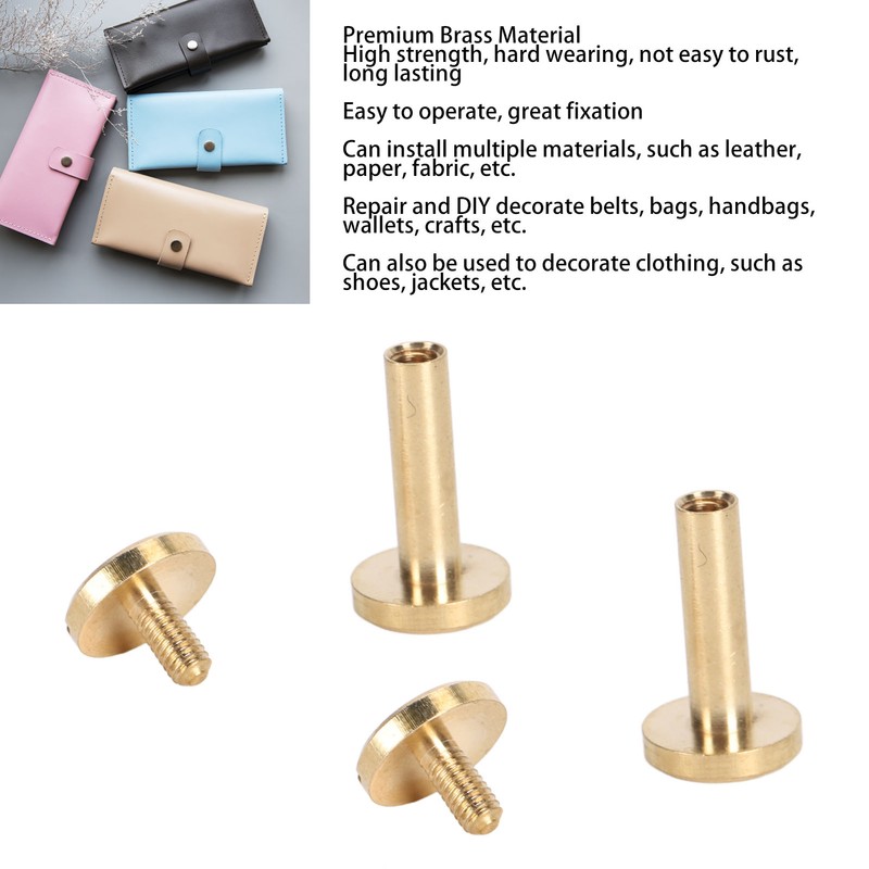 50 Set Binding Rivet Round Flat Head Brass Slot Screw