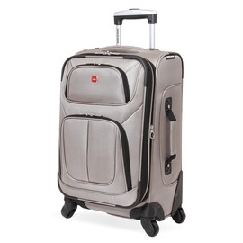 SwissGear Sion Softside Expandable Luggage – Carry-On Suitcase with 360 Degree Wheels & Retractable Handle – 21 Inch, Perfect for 1-3 Night Trips – Pewter
