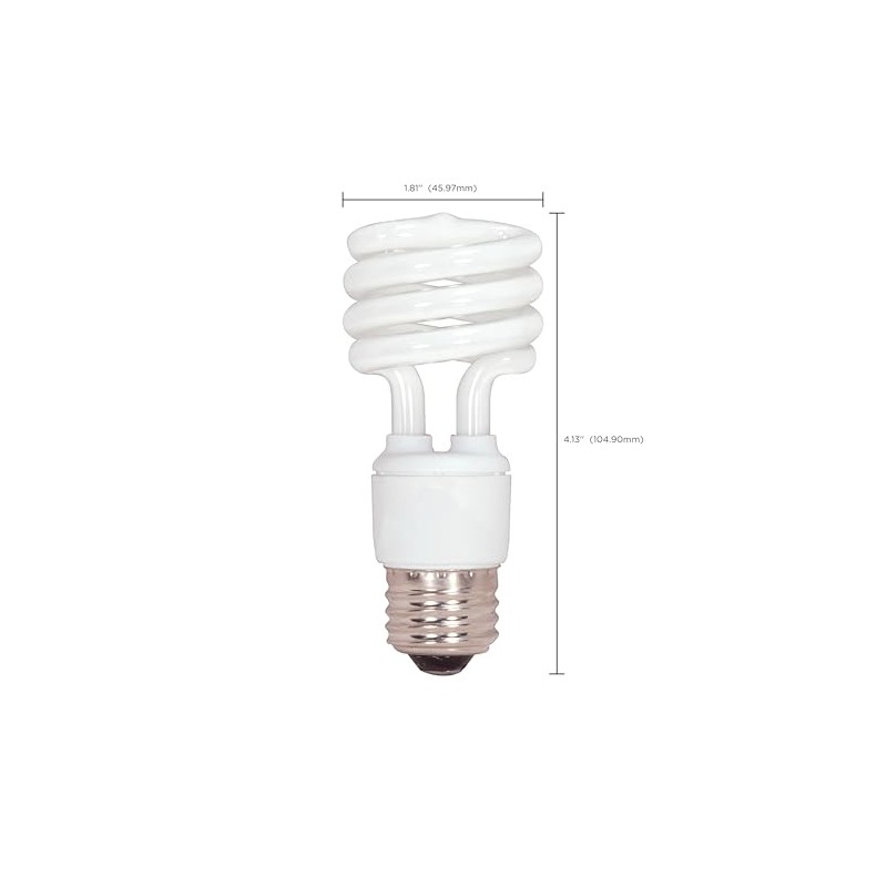 Satco S7217 13-Watt Medium Base T2 Mini Spiral, 2700K, 120V,