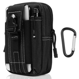 flintronic Taktische Hüfttaschen, Militär Kompakt Gürteltasche Multifunktional Bauchtasche Tasche Beutel für Camping Wandern Radfahren Klettern und Reisen Mit Karabiner, Schwarz