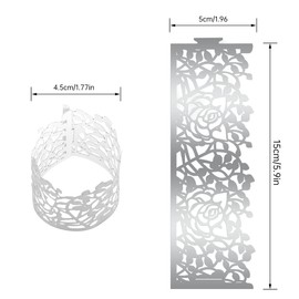 100pcs Disposable Rose Flower Paper Napkin Rings Laser Cut Foil Paper Napkin Holder, Leaf Vine Serviette Rings for Table Decoration,Christmas,Wedding,Party (Silver)