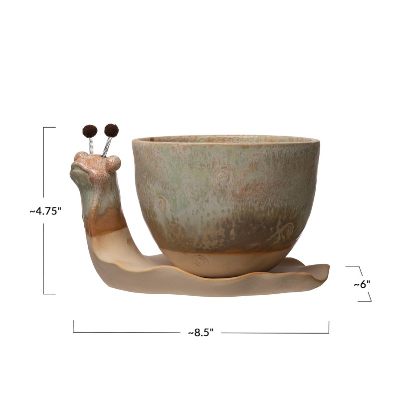 Creative Co-Op Stoneware Snail Planter, Reactive Glaze, (Each One Will