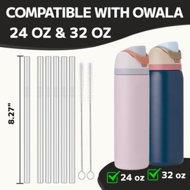 MIMORE Metal Straw for Owala 24 oz 32 oz - 6 PCS Satinless Steel Straw Compatible with Owala Straw Replacement - Resuable & Dishwasher Safe