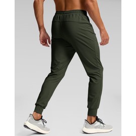 Pudolla Men's Lightweight Sweatpants with Pockets Ultra 4-Way Stretch Joggers Gym Workout Runing Athletic Track Pants(Olive Green L)