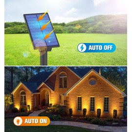 APONUO Metal Solar Spot Lights Outdoor with 9.8ft Cable Solar Powered Landscape Lighting Low Voltage IP65 Waterproof Auto On/Off for Outside Garden Yard Landscape Pathway Garage-Warm White(1-in-1)