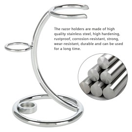 Shaving Brush Stand Holder, Silver Razor and Brush Stand, Shaving Brush Stand, Portable Razor and Brush Stand, Stainless Steel Razor Stand for Men
