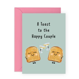 CENTRAL 23 Wedding Cards For Bride And Groom - 'Toast Couple' - Men Women Lesbian Wedding Card - Engagement Congratulations Valentines Card - Comes With Fun Stickers - Vegan Ink - Made In The Uk