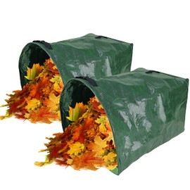 Gardzen 2-Pack Large Yard Dustpan-Type PE Garden Bag for Collecting Leaves - Reuseable Heavy Duty Gardening Bags, Lawn Pool Garden Leaf Waste Bag - 53 Gallon Per Bag, Come with Gloves