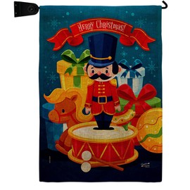 Angeleno Heritage Christmas Toys Burlap Garden Flag Set Mailbox Hanger Winter Santa Marry Xmas Present Reindeer Season Wintertime Snow House Decoration Banner Small Yard Gift Double-Sided, Made In USA