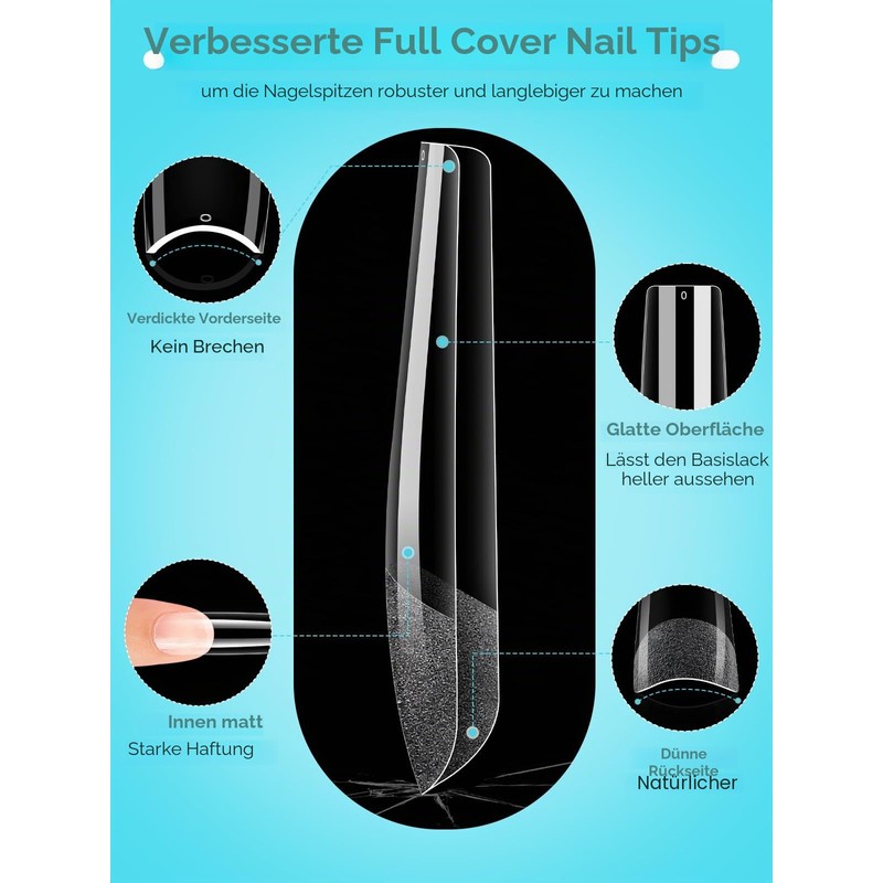 Adonafy Tips for Gel Nails, Pack of 240: Soft Gel