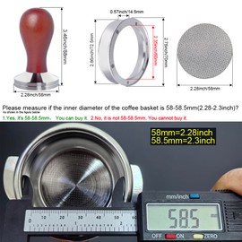 5Pcs/Set Espresso Tamper 58mm Accessories Kit, 58mm Coffee Tamper Espresso Tools Set with WDT Tool, Puck Screen, Dosing Funnel, Clean Brush Espresso Tampers Machine Fit 58-58.5mm Portafilters (58mm)