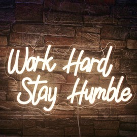 NOSUN Work Hard Stay Humble Neon Sign Warm White Neon Signs for Wall Decor with Dimmable Office LED Neon Signs Motivational Neon Lights for Bedroom Office Wall Apartment Study Decor Light Up Sign