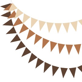 PATIKIL 49ft Pennant Banner Flags, Felt Fabric Pennant Flags String Triangle Flag Banner Bunting Garland for Carnival Wedding Birthday Party Decorations, Brown/Orange