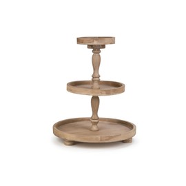 TRIPAR 22.25 Inch Natural Wood Cupcake Stand 3 Tiered Tray Stand 3 Tier Serving Tray Rustic Wooden for Dessert Table Display Farmhouse Decor