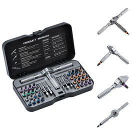 Ratchet Screwdriver Set, 40 in 1 Screwdriver Set, 38-Point Bit, S2 Steel, Replacement Screwdriver, Magnetic, Slotted Screwdriver, Phillips Screwdriver, Square Screwdriver, Hexagonal Screwdriver