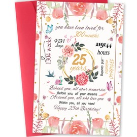 mmuue 25th Birthday Card, Funny 25th Birthday Decorations for Women, Lovely 25th Birthday Gifts for Daughter, Best Gifts for 25 Year Old Female
