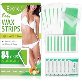 Wax Strips-84 Strips for Hair Remover, Waxing Strips for Women, Hypoallergenic Body Wax Strips for Bikini, Face, Underarm, Legs &Arms with Calming Wipes
