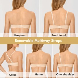 DELIMIRA Women's Strapless Bra Minimizer Seamless Underwire Unlined Bandeau for Big Bust Beige 32DD