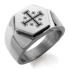 Stainless Steel Jerusalem Cross Hexagon Crest Flat Top Biker Style