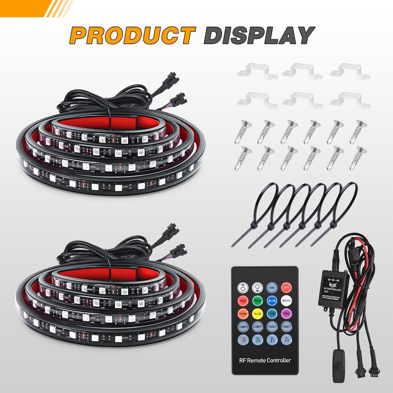 GOOACC RGB Truck Bed Light Strip 2PCS 60" 180 LEDs
