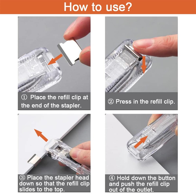 DSBGKJI Mini Push Stapler, Paper Clamp Clip Dispenser with 50