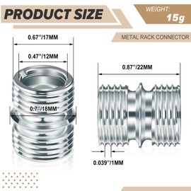 Shimeyao 8 Pcs Coarse Thread 16 Teeth Connector for 3/4 Inch Diameter Wire Shelving Poles, Shelving Connectors, Wire Shelf Pole Parts Accessories for Shelf Unit, Extending Wire Rack Shelving