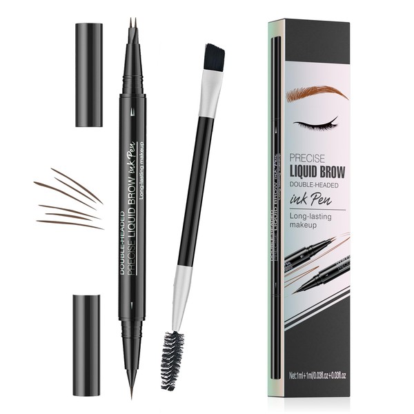 Microblading Eyebrow Pen, 2-in-1 dual-ended long-lasting eyebrow pencil, featuring micro-blade
