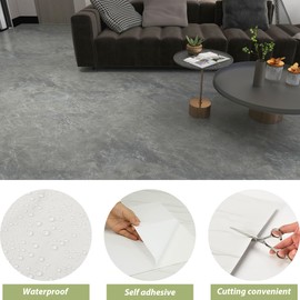 Lareko 20Sq.Ft Grey Marble Peel and Stick Vinyl Floor Tiles,20 Tiles - 12" x 12",Waterfproof and Self Adhesive Vinyl Sticker Tiles,Laminate Flooring for for Kichen,Bathroom,Dining Room(Dark Grey)