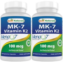 Best Naturals Best Naturals MK-7 Vitamin K2 100 mcg 120 Vcaps (120 Count (Pack of 2))
