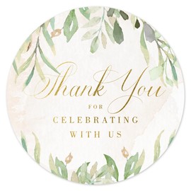 Rustic Greenery Wedding Thank You Labels Thank You for Celebrating with Us Stickers | 2 inch | Gold Foil | 60pcs Waterproof Favor Labels for Wedding, Bridal Shower, Baby Shower