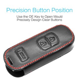MECHCOS Compatible with Mazda 3 6 CX-5 9 3 Buttons Leather Keyless Entry Remote Control Key Fob Cover Pouch Bag Jacket Case Protector Shell
