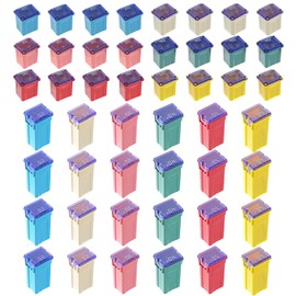 Yoiilnz 48 pc Automotive Fuse Combination Low and Tall/Standard JCASE Box Shaped Assortment Fuse Kit for Ford, Chevy/GM, Nissan, and Toyota Pickup Trucks, Cars and SUVs (Assortment)