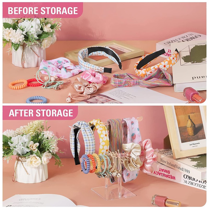 Acrylic Transparent Hairband Organizer Tissue Jewelry Dresser Turban Display Stand