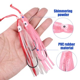 Assist Fishing Hooks Kit, Pack of 5 Luminous Octopus Sea Fishing Jigging Bait Hooks, Double Assist Hooks, Replacement Fishing Hooks for Fishing, Jigging, Artificial Bait Hooks